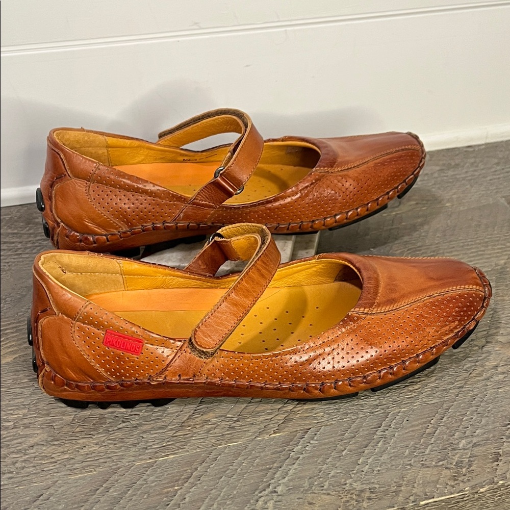 Pikolinos Brown Leather Driving Mary Jane Shoes Hook & Loop Sz EU 40/US 9.5 - Picture 4 of 11